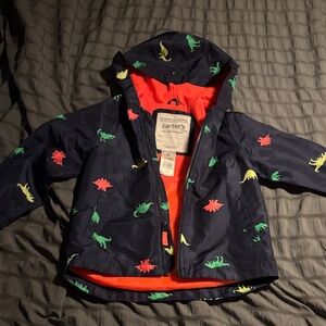 Carter's Navy Dinosaur Raincoat with Green and Red Accents